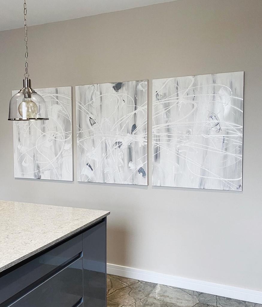 Custom Painted Trio White & Grey